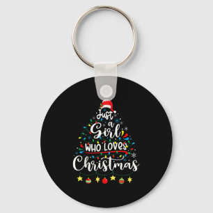 Just A Girl Who Loves Christmas Tree Xmas Lights  Key Ring