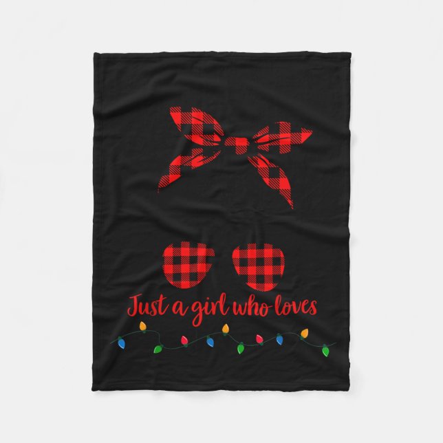 Just A Girl Who Loves Christmas Women Messy Bun Bu Fleece Blanket (Front)