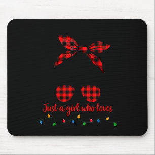 Just A Girl Who Loves Christmas Women Messy Bun Bu Mouse Pad