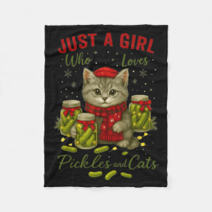 Just A Girl Who Loves Ckles And Cats Christmas  Fleece Blanket