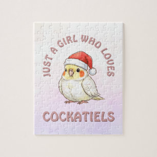 Just a Girl who loves Cockatiels Christmas Jigsaw Puzzle