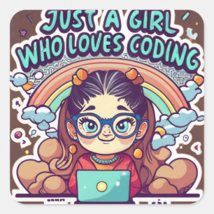Just A Girl Who Loves Coding Geek Coding Women Square Sticker