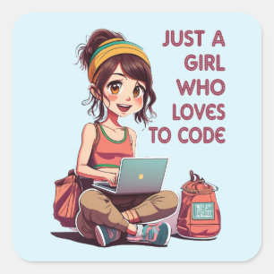 Just a Girl who Loves Coding Square Sticker