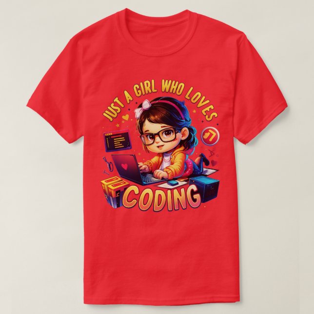 Just a girl who loves coding T-Shirt (Design Front)