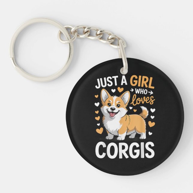 Just A Girl Who Loves Corgis Key Ring (Front)
