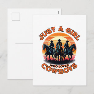 Just a girl who loves cowboys holiday postcard
