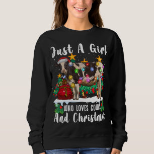 Just A Girl Who Loves Cows And Christmas Family Ug Sweatshirt