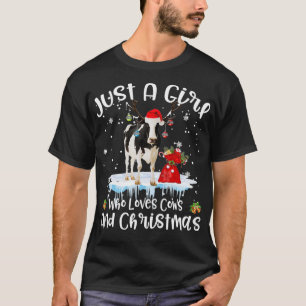 Just A Girl Who Loves Cows And Christmas Ugly Swea T-Shirt
