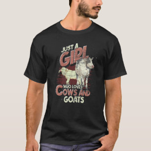 Just A Girl Who Loves Cows And Goats Farm Animal C T-Shirt