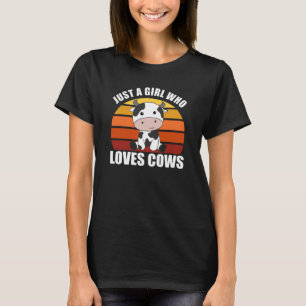 Just A Girl Who Loves Cows Cow Calf Sunset Retro T-Shirt