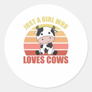 Just A Girl Who Loves Cows Cute Cow Animal Farm Classic Round Sticker