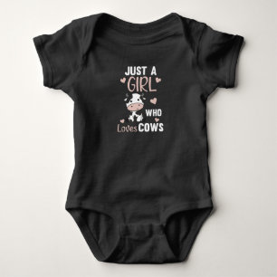 Just A Girl Who Loves Cows Cute Cow Farm Animal Baby Bodysuit