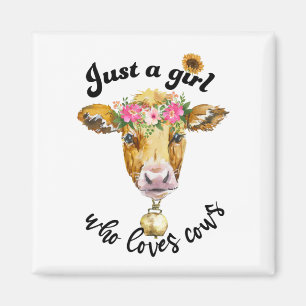 Just a girl who loves cows cute cow watercolor magnet