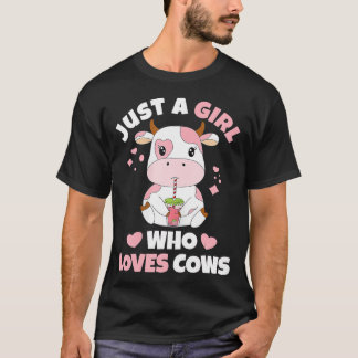 Just A Girl Who Loves Cows Cute Strawberry Cow Cow T-Shirt