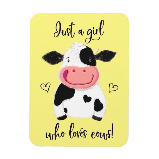 Just A Girl Who Loves Cows! Hearts And Holstein Magnet (Vertical)