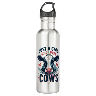 Just A Girl Who Loves Cows Vintage Neon Cow Lover  710 Ml Water Bottle