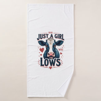Just A Girl Who Loves Cows Vintage Neon Cow Lover  Bath Towel