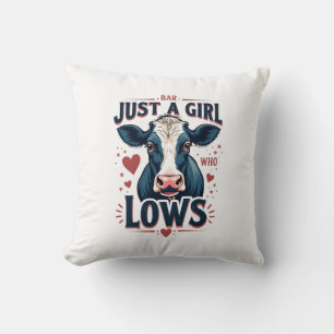 Just A Girl Who Loves Cows Vintage Neon Cow Lover  Cushion