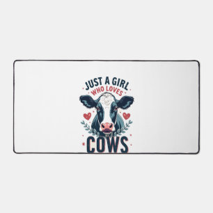 Just A Girl Who Loves Cows Vintage Neon Cow Lover Desk Mat