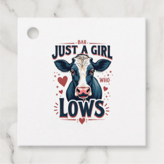 Just A Girl Who Loves Cows Vintage Neon Cow Lover  Favour Tags