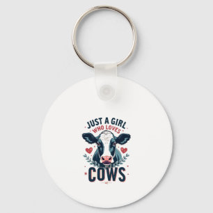 Just A Girl Who Loves Cows Vintage Neon Cow Lover Key Ring