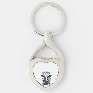 Just A Girl Who Loves Cows Vintage Neon Cow Lover  Key Ring