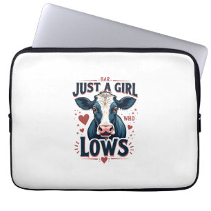 Just A Girl Who Loves Cows Vintage Neon Cow Lover Laptop Sleeve