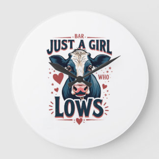 Just A Girl Who Loves Cows Vintage Neon Cow Lover  Large Clock