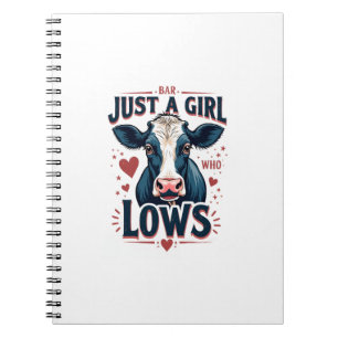 Just A Girl Who Loves Cows Vintage Neon Cow Lover Notebook