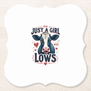 Just A Girl Who Loves Cows Vintage Neon Cow Lover Paper Coaster