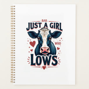 Just A Girl Who Loves Cows Vintage Neon Cow Lover  Planner