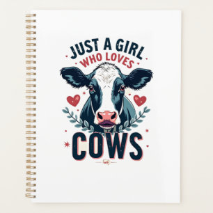 Just A Girl Who Loves Cows Vintage Neon Cow Lover Planner