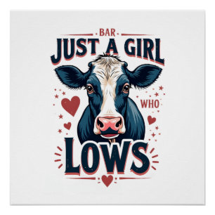 Just A Girl Who Loves Cows Vintage Neon Cow Lover Poster