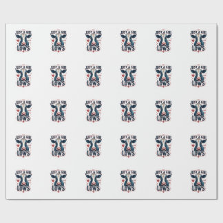 Just A Girl Who Loves Cows Vintage Neon Cow Lover  Wrapping Paper