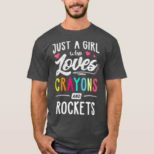 Just A Girl Who Loves Crayons And Rockets Kids T-Shirt
