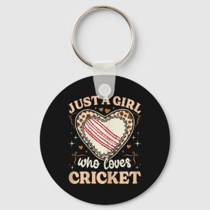 Just A Girl Who Loves Cricket Cow Print Girls Kids Key Ring