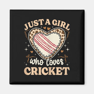 Just A Girl Who Loves Cricket Cow Print Girls Kids Magnet