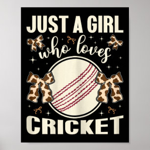 Just A Girl Who Loves Cricket Cow Print Kids Girls