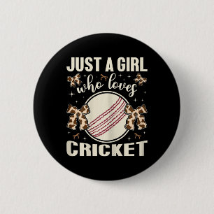 Just A Girl Who Loves Cricket Cow Print Kids Girls 6 Cm Round Badge