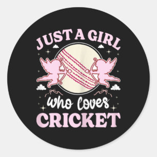 Just A Girl Who Loves Cricket Girls Kids Cute Cric Classic Round Sticker