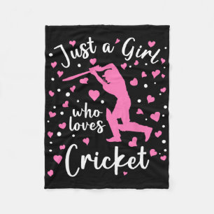 Just A Girl Who Loves Cricket Pink Heart Cricketer Fleece Blanket