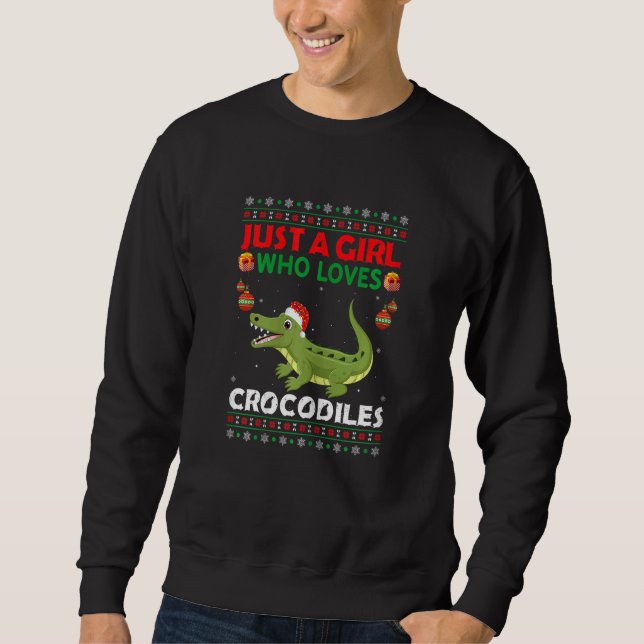 Just A Girl Who Loves Crocodiles Matching Christma Sweatshirt (Front)
