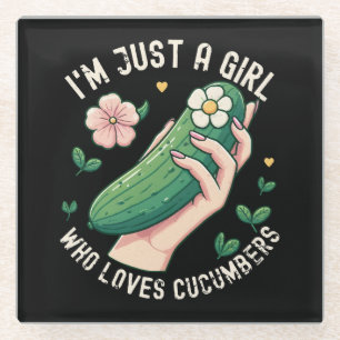 Just A Girl Who Loves Cucumbers - Funny Vegetarian Glass Coaster
