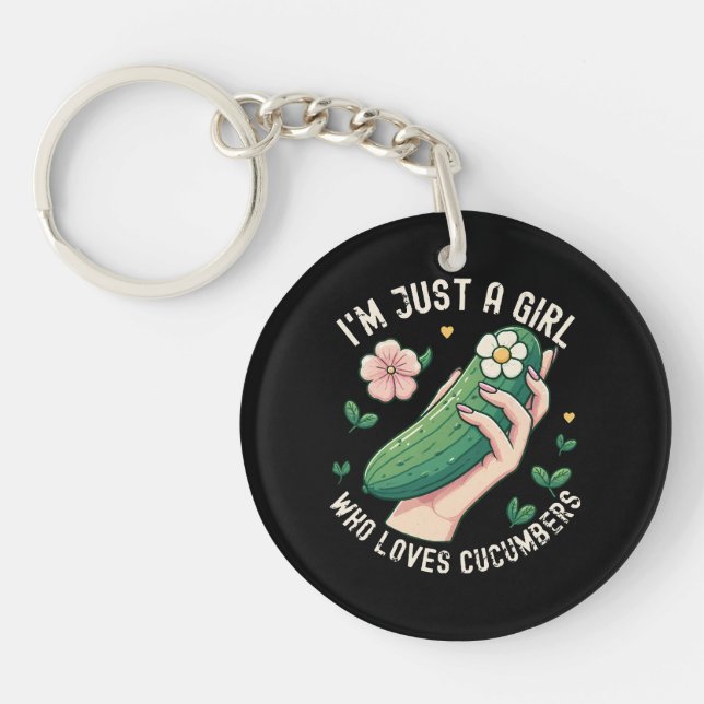 Just A Girl Who Loves Cucumbers - Funny Vegetarian Key Ring (Front)