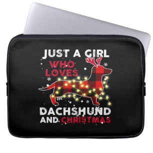 Just A Girl Who Loves Dachshund And Christmas Laptop Sleeve