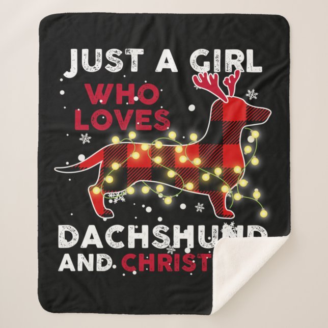 Just A Girl Who Loves Dachshund And Christmas Sherpa Blanket (Front)