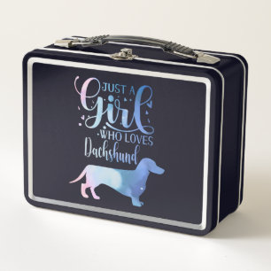 Just A Girl Who Loves Dachshund Dog Lover Female Metal Lunch Box