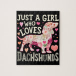 Just A Girl Who Loves Dachshunds Dog Jigsaw Puzzle<br><div class="desc">Just A Girl Who Loves Dachshunds Dog 
Best gift idea for dog lovers.
With a funny design,  this will be a great gift for relatives,  friends,  colleagues,  neighbours or yourself.
A version specially designed for dog owners.</div>