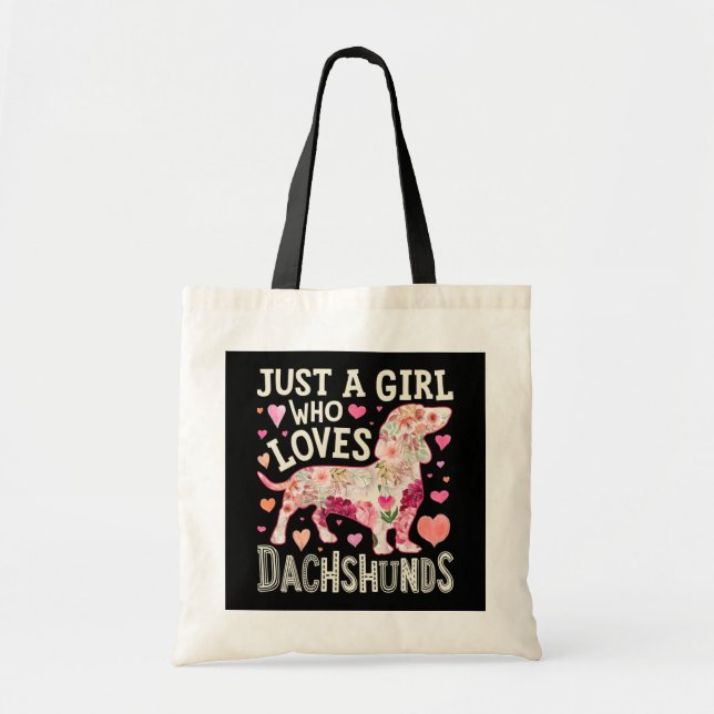 Just A Girl Who Loves Dachshunds Dog Tote Bag (Front)