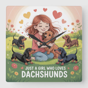 Just A Girl Who Loves Dachshunds Square Wall Clock